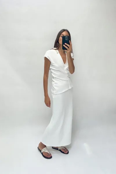 Длинная юбка из мягкого пике ZARA, экрю