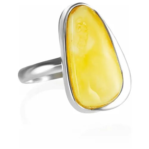 Amberholl Серебряное кольцо со вставкой живописного медового янтаря «Лагуна»