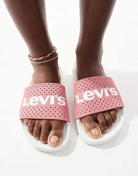 Розовые сандалии с логотипом Levi's