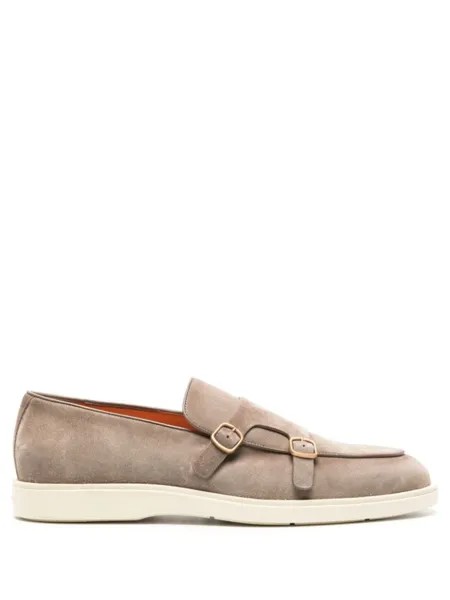 Santoni туфли монки с миндалевидным носком, нейтральный цвет