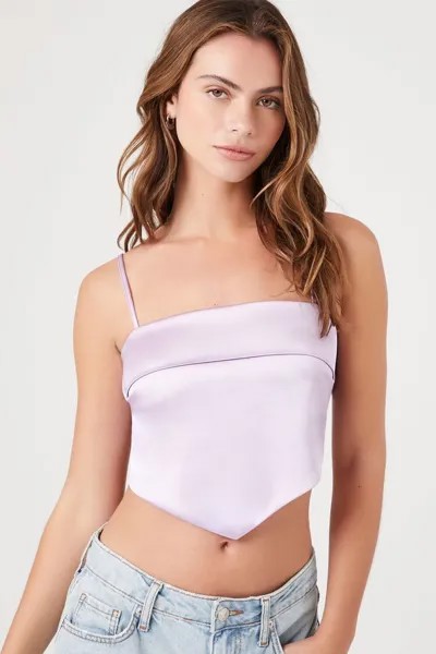 Укороченная майка из атласного платка Forever 21, лавандовый