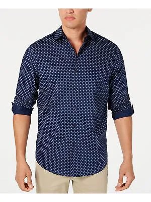 TASSO ELBA Мужская темно-синяя рубашка с расклешенным воротником на пуговицах стрейч-рубашка S