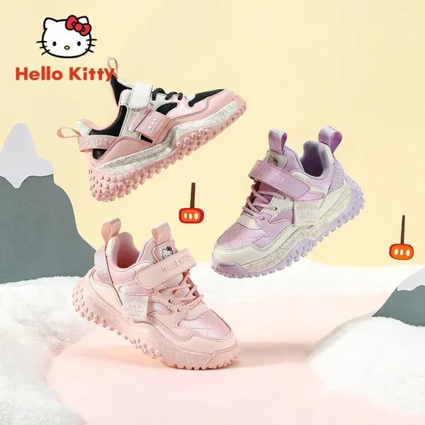 Детские кроссовки Hello Kitty для девочек, кроссовки для бега Sanrio, осенне-зимняя прогулочная обувь, нескользящие легкие качественные детские кро...