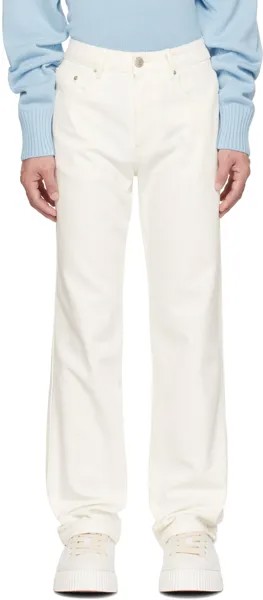 Бело-белые джинсы прямого кроя AMI Alexandre Mattiussi
