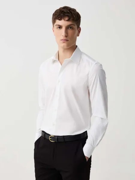 Эластичная рубашка Slim-Fit Ovs, цвет optical white