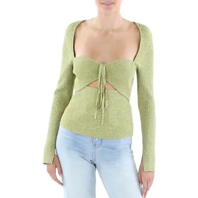 Jonathan Simkhai Женская зеленая трикотажная блуза в рубчик с вырезами L BHFO 8478