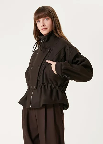 Черное шерстяное пальто с эластичным поясом Academia