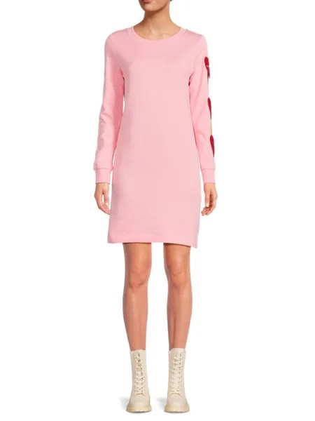 Мини-платье-свитшот с аппликацией в виде сердечек Love Moschino, розовый