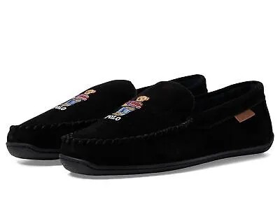 Мужские тапочки Polo Ralph Lauren Black Suede w/Holiday Bear