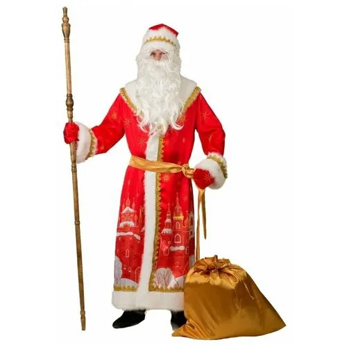 5243 Карнавальный костюм Дед Мороз сатин принт 