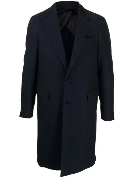 Lardini однобортное пальто с узором в елочку, синий