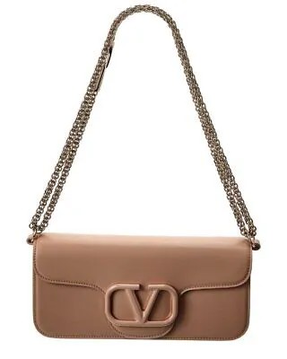 Женская кожаная сумка через плечо Valentino Vlogo, розовая