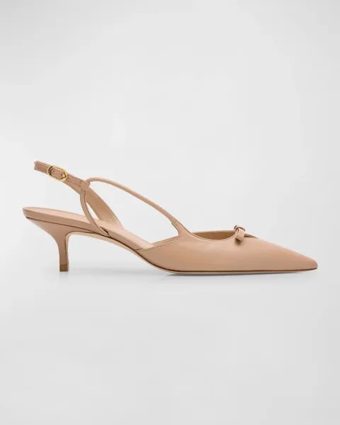 Кожаные туфли Tully с ремешком на пятке и бантом Stuart Weitzman, цвет Adobe