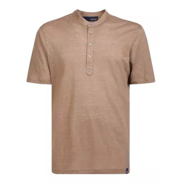 Футболка band collar linen polo Lardini, коричневый