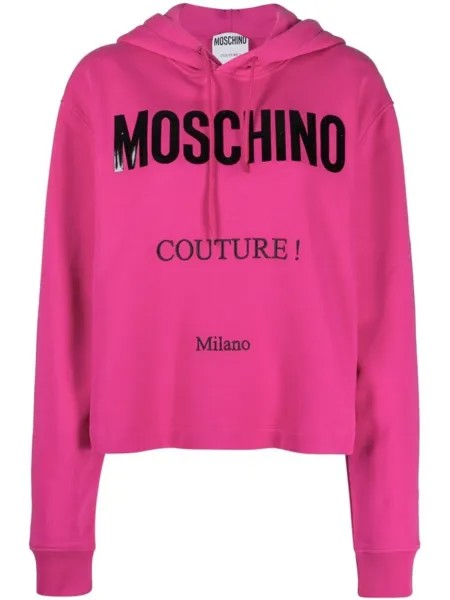 Moschino укороченное худи с логотипом, розовый