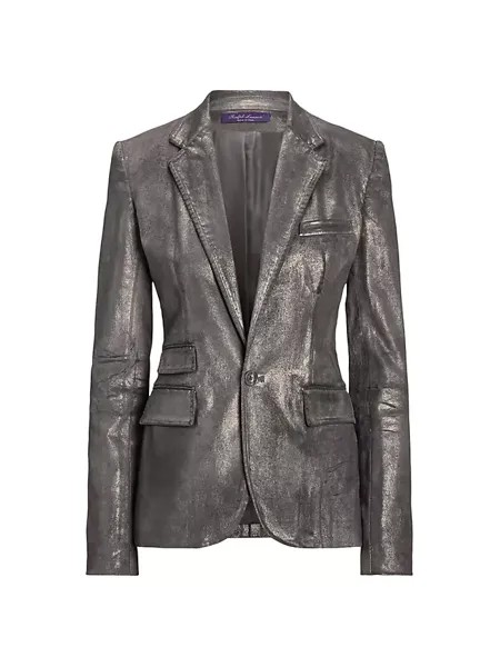 Джинсовый пиджак с эффектом металлик Ralph Lauren Collection, цвет silver chrome foil