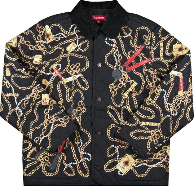 Куртка Supreme Chains Quilted Jacket 'Black', черный