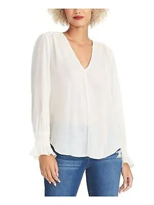 RACHEL ROY Женская блестящая прозрачная блузка с длинным рукавом и V-образным вырезом