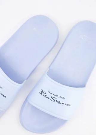 Пастельно-голубые шлепанцы с логотипом Ben Sherman-Голубой