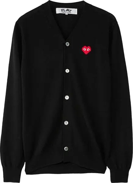 Кардиган Comme des Garçons PLAY x Invader Pixelated Heart Cardigan 'Black', черный