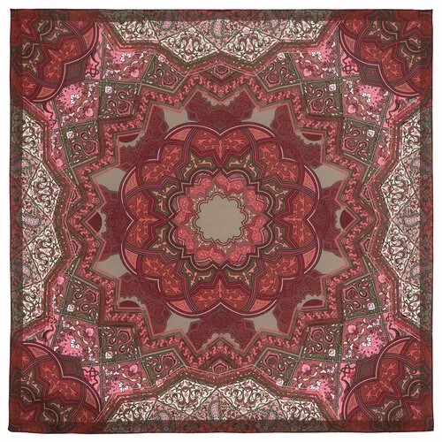 Платок Павловопосадская платочная мануфактура,80х80 см, бордовый, розовый