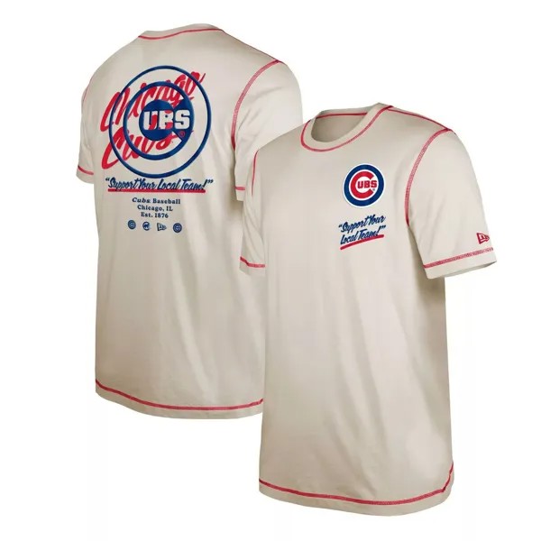 Мужская кремовая футболка New Era Chicago Cubs Team Split