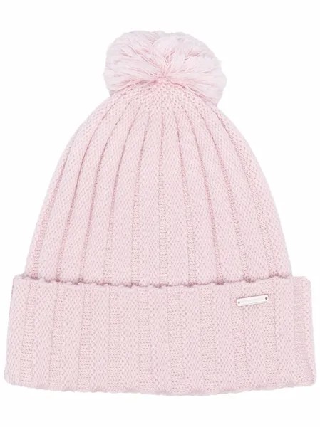 Woolrich шапка бини в рубчик с помпоном