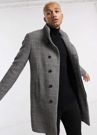 Куртка в клетку с добавлением шерсти ASOS DESIGN-Серый