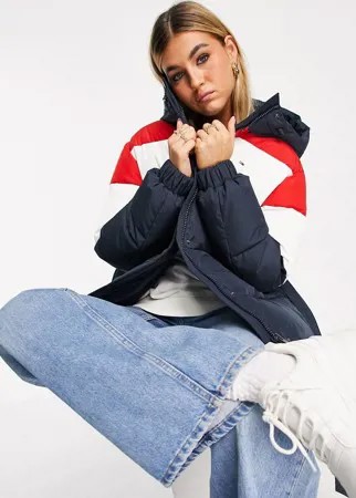 Разноцветная куртка-пуховик в стиле колор блок с капюшоном Tommy Jeans-Разноцветный