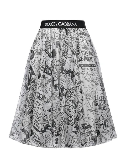 Шелковая юбка со сплошным принтом Dolce&Gabbana детская