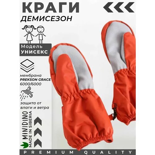 Варежки  MINIDINO, размер 5-6, серый, красный