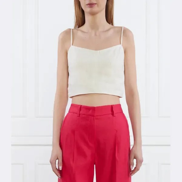 Укороченный льняной топ Marisol Max&Co., экрю