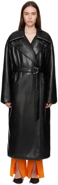 Черное пальто лиано Nanushka