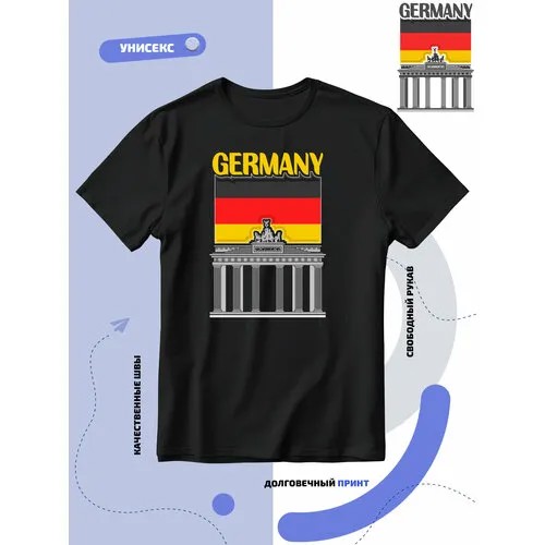 Футболка SMAIL-P флаг Германии-Germany и достопримечательность, размер XXL, черный