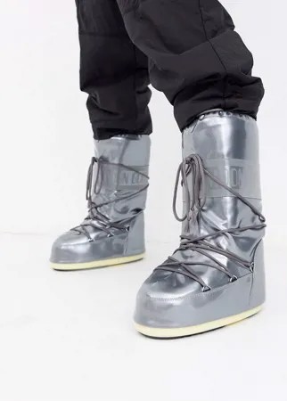 Серебристые зимние ботинки Moon Boot-Серебряный