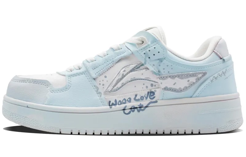 Кроссовки LINING Skateboarding Shoes Women's Low-top White/blue, голубой
