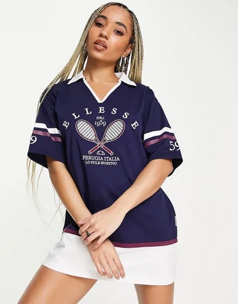 Темно-синее теннисное платье ellesse-Темно-синий