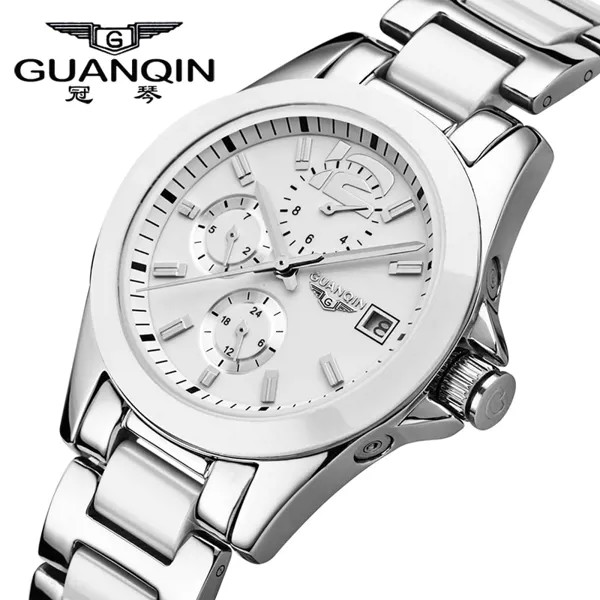 Женские часы GUANQIN, механические часы Hardlex, роскошные брендовые керамические часы, женские часы, водонепроницаемые наручные часы для девушек 2022