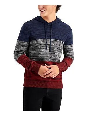 SUN STONE Мужской темно-синий хлопковый свитер без воротника с длинными рукавами и завязками, размер XL