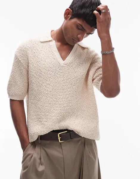 Трикотажная рубашка-поло из хлопка Topman с камнем