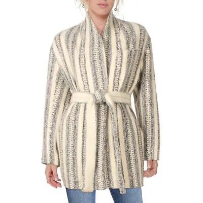 IRO Женское белое вязаное шерстяное пальто в полоску, верхняя одежда 36 BHFO 5874