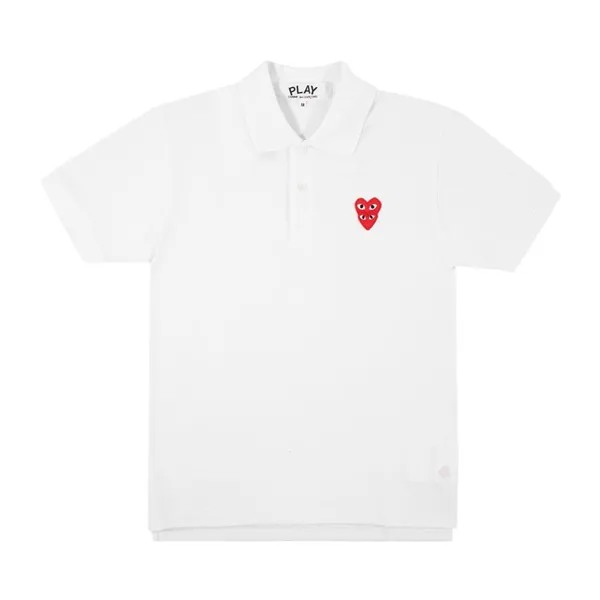 Футболка Comme des Garçons PLAY Heart Logo Short-Sleeve Polo 'White', белый