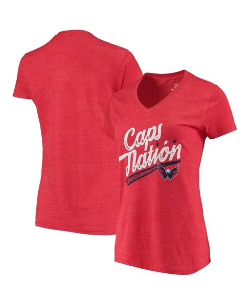 Женская красная футболка с v-образным вырезом и фирменным логотипом Washington Capitals Caps Nation Tri-Blend Fanatics, красный