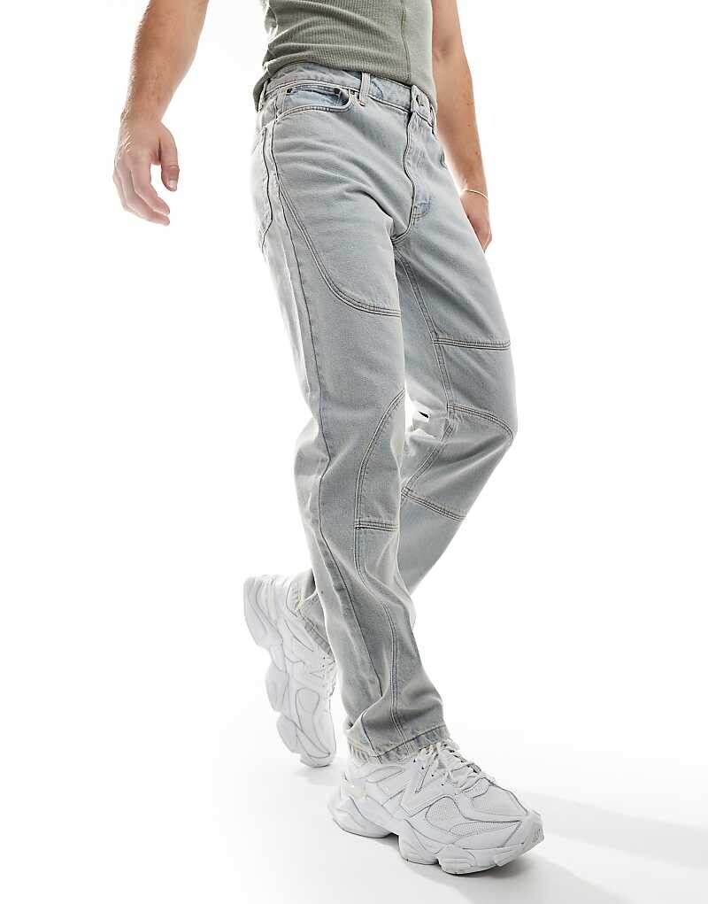 ASOS DESIGN – Голубые джинсы прямого кроя со вставками