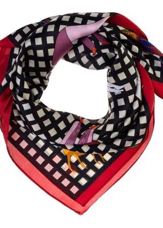 Шелковый платок на шею/Платок шелковый на голову/женский/Шейный шелковый платок/стильный/модный /21kdg70951101-5vr красный,черный/Vittorio Richi/80% шелк,20% полиэстер/70x70