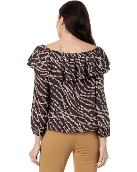 Топ Michael Kors Stadium Ruffle Top, цвет Chocolate