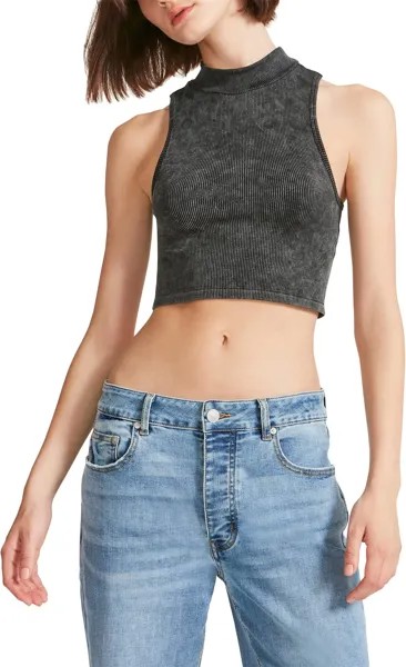 Топ Madden Girl Seamless Rib Mock Neck Tank, черный