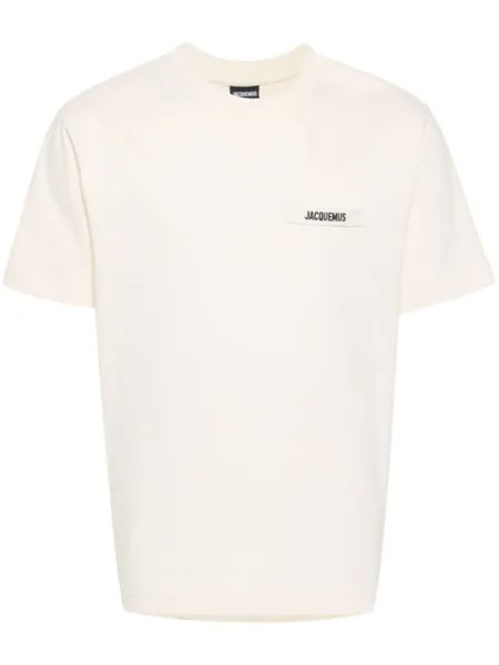 Jacquemus футболка Le Gros Grain с вышитым логотипом, нейтральный цвет