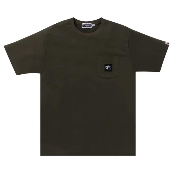 BAPE Футболка с карманом и этикеткой Bathing Ape, цвет Olive Drab