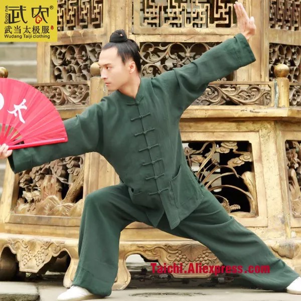 Wudang Мужская льняная Униформа ручной работы Tai Chi Wushu кунг-фу Шаолинь тренировочный костюм Китайский пиджак + брюки